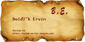 Belák Ervin névjegykártya